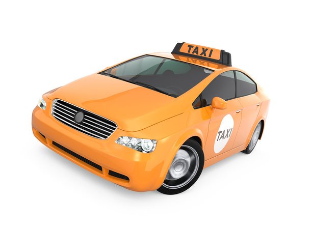Yellow taxi isolated on white background - Photo, Image