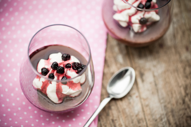 Chocolate pudding with whipped coconut cream - Photo, Image