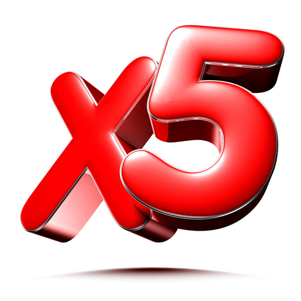 X5 червона 3D ілюстрація на білому тлі з відсічним контуром. Рекламні знаки. Дизайн продукту. Продаж продукції
. - Фото, зображення