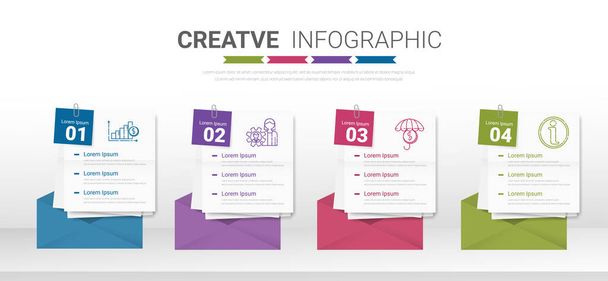 Education Concept Infographic Template Design With note, Email. Can be used for workflow layout, diagram, business step options, banner, and web design. Vector eps. - Vecteur, image