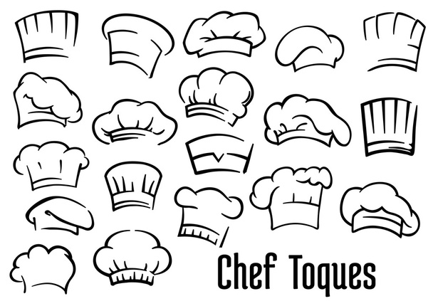 Chef-kok hoeden en toques set - Vector, afbeelding