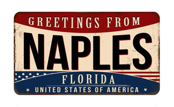 Greetings from Naples vintage rusty metal sign on a white background, vector illustration - Wektor, obraz