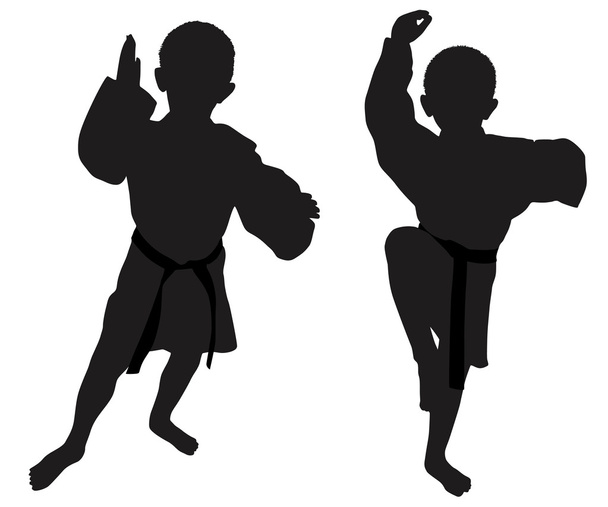 Silhouettes of two little boys - Vector, Image