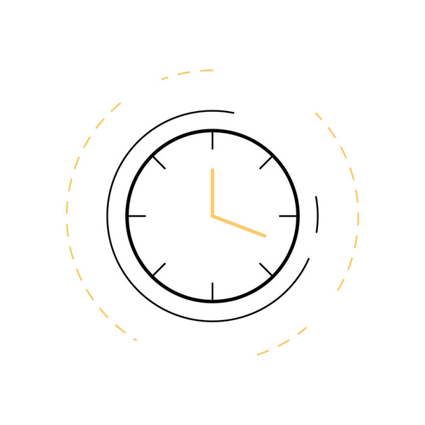 Vector outlined illustration of a clock on a white background. Watch icon, clock symbol. Vector icon of a clock representing concept of running time, deadline - Vektor, obrázek