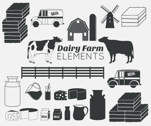 productos lácteos granja vector elementos, conjunto de iconos de la leche
 - Vector, Imagen