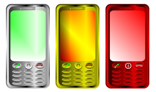 3 mobile phones isolated on white - Вектор,изображение