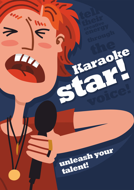 Karaoke hvězdný plakát osoba s mikrofonem - Vektor, obrázek