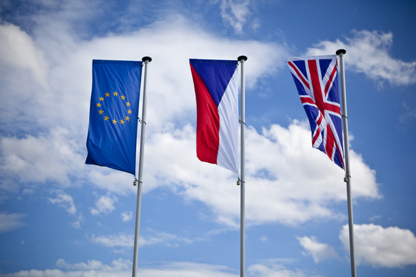 Европейский союз, чешский и английский флаг
 - Фото, изображение