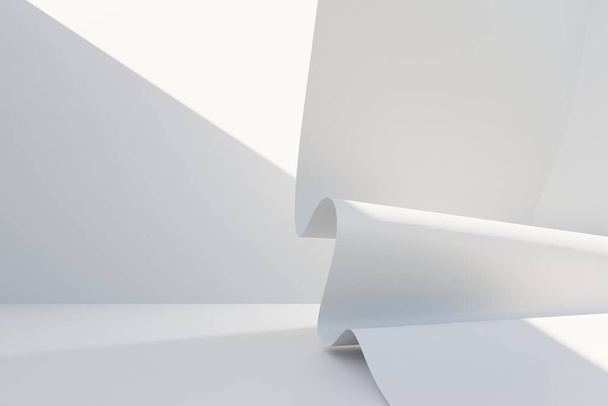 Abstract white Architecture Background. 3d render. Modern Geometric Wallpaper. Futuristic Technology Design - Fotoğraf, Görsel