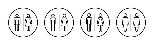 Set di icone per il bagno. Ragazze e ragazzi bagni segno e simbolo. segno del bagno. wc, gabinetto - Vettoriali, immagini
