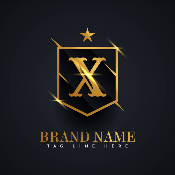 Letter X Alphabet Logo 3d gold Template Design. Vector Illustration  - Vektor, kép