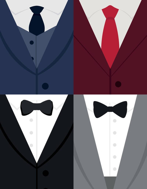 Collection of elegant male suits, closeup - Vector, afbeelding