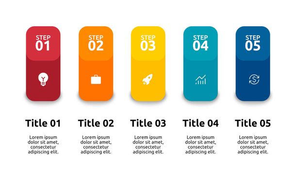 3D Infographic. Presentation slide template. 5 step option. Chart concept. view from above - Vector, afbeelding