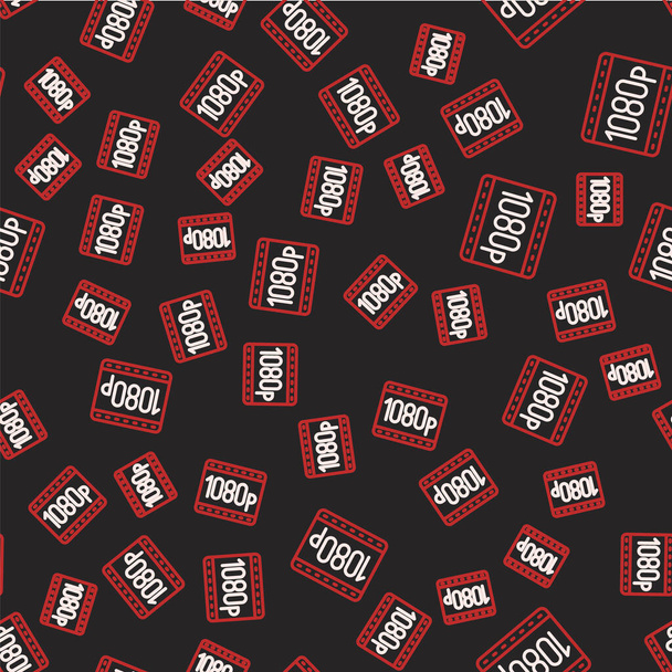 Line Full HD 1080p icon isolated seamless pattern on black background. Vector. - Vector, Imagen