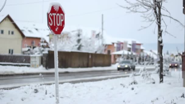 冬の交通標識 - 映像、動画