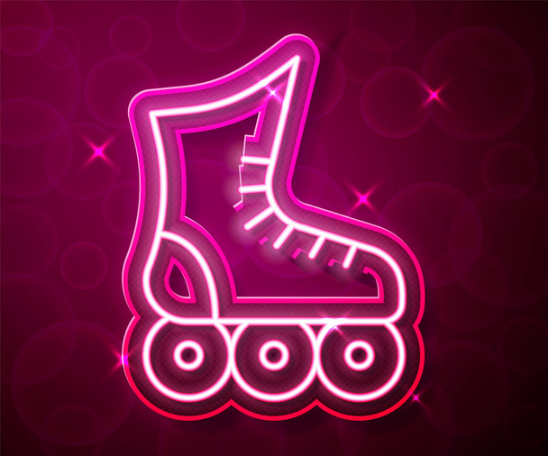 Glowing neon line Roller skate icon isolated on red background. Vector. - ベクター画像