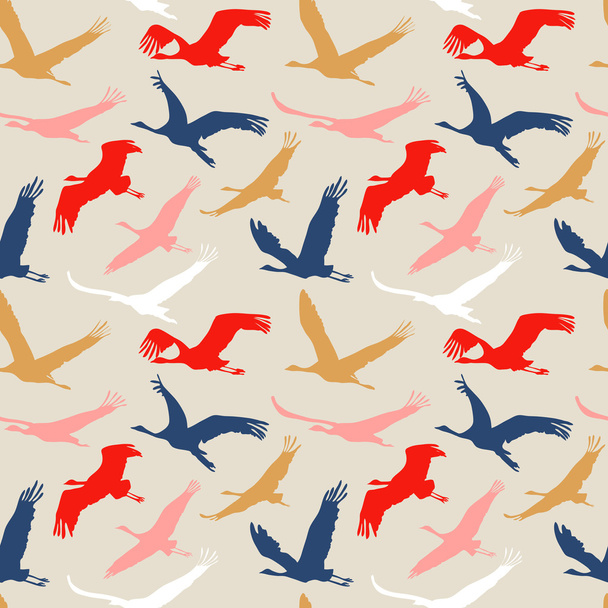 Seamless pattern of flying birds. - Vektör, Görsel