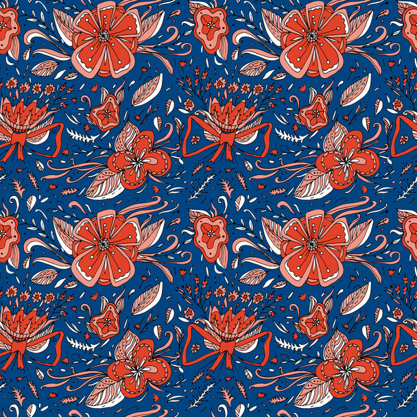 Elegance floral seamless pattern. Flowers and leaves. Can be used for invitations, cards or print. - Vektor, Bild