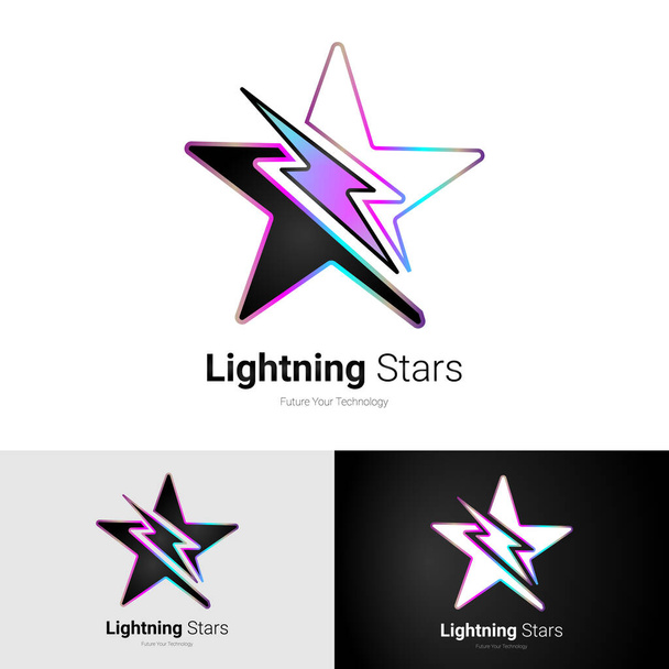 Lightning Starsロゴ｜Future Your Technology Business 、音楽ロゴ、エスポートロゴ - ベクター画像