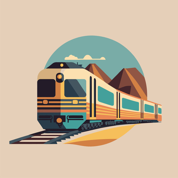 ілюстрація логотипу залізничного вокзалу плоского кольору Векторний локомотив
 - Вектор, зображення