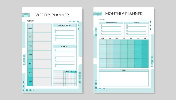 weekly planner and monthly planner template - Vektor, kép