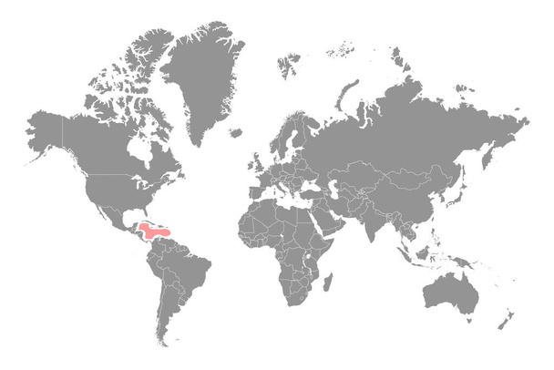 Caribbean Sea on the world map. Vector illustration. - Вектор,изображение