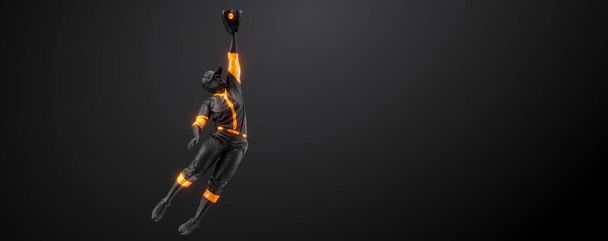 Abstract silhouette of a baseball player on black background. Baseball player batter hits the ball. - Foto, Bild