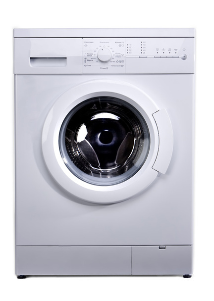 Nouvelle machine à laver sur fond blanc
 - Photo, image
