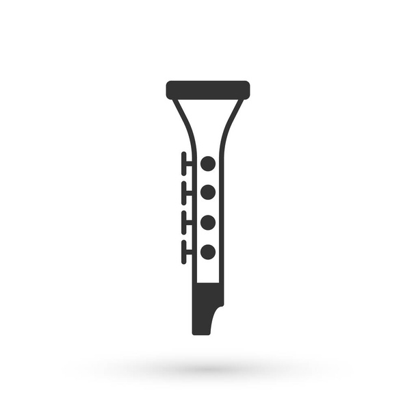 Grey Clarinet icon isolated on white background. Musical instrument. Vector. - Vector, imagen