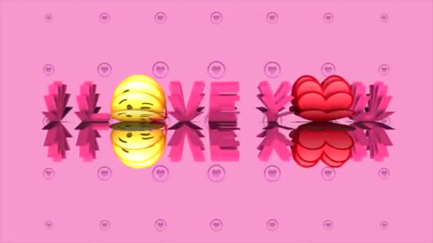 I love you animation text video with heart circle logo moving,video for valentine's day - Materiał filmowy, wideo