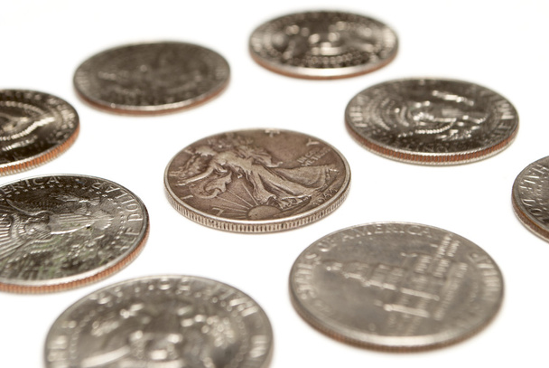 Pieniądze, monety na białym tle - Zdjęcie, obraz