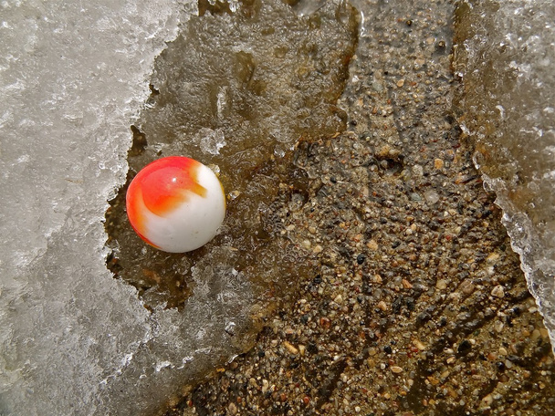 Lone marble in the spring thaw - Photo, Image