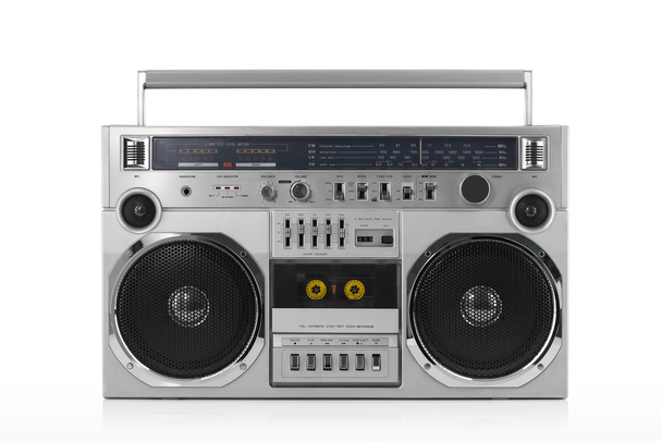 Retro ghetto blaster isolated on white with clipping path - Photo, Image