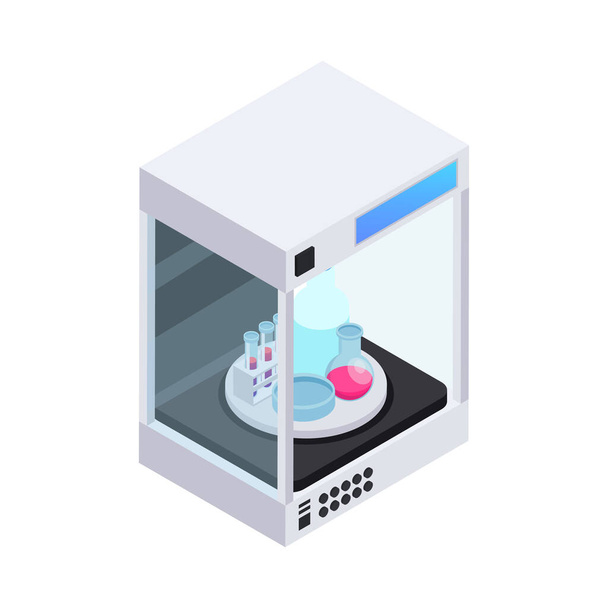 Microbiology isometric composition of laboratory equipment for scientific experiments magnified bacteria and virus vector illustration - Vecteur, image