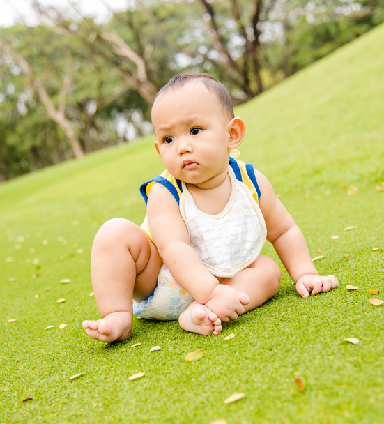 Baby playing  on the grass field - Photo, Image