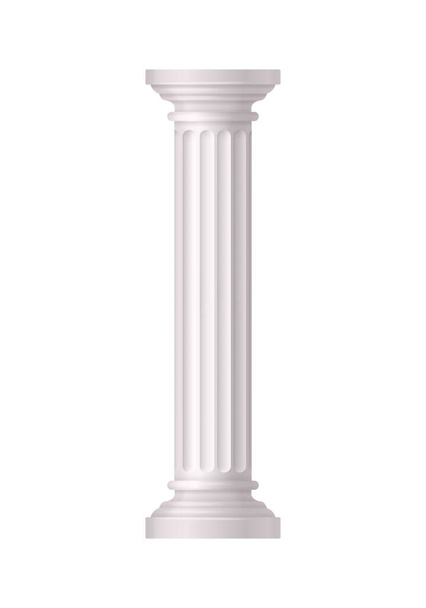 Antique white column realistic composition with isolated front view of architectural piece vector illustration - Vecteur, image