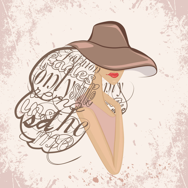 Illustration ein Mädchen mit dem Hut - Vektor, Bild