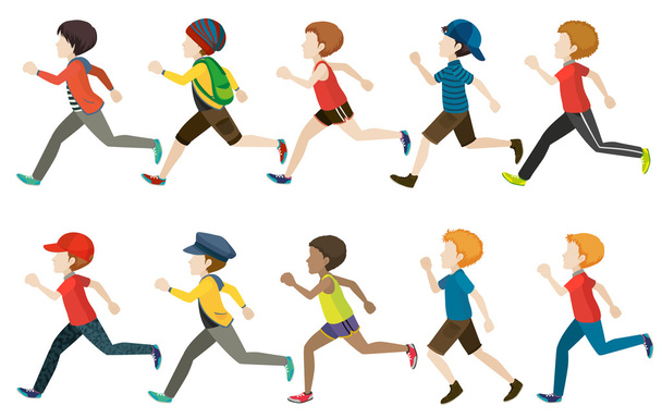 A group of kids running - Vector, Image