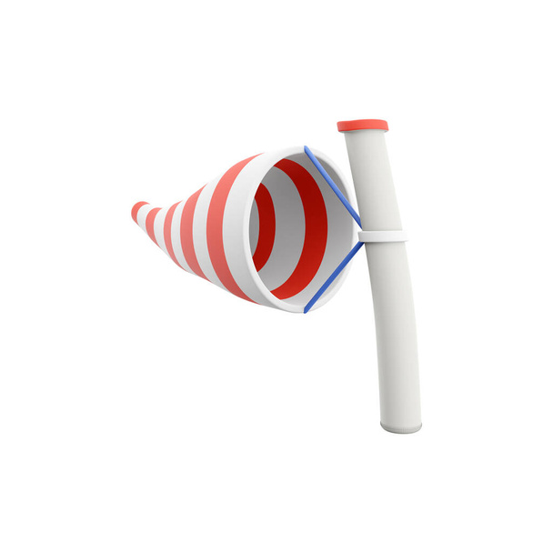 3d rendering windsock icon. 3d render wind direction tool icon. Windsock. - Foto, Imagen