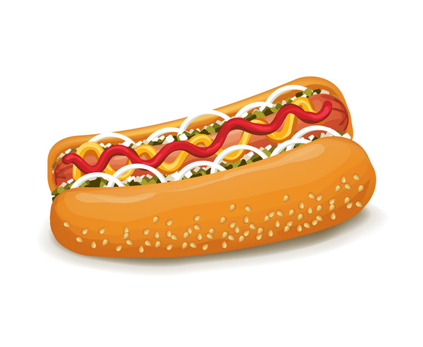 Vector hot dog illustration - Vetor, Imagem