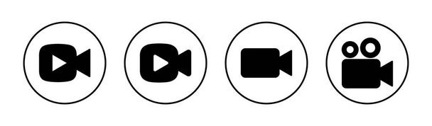 Conjunto de iconos de vídeo. signo y símbolo de la cámara de vídeo. Signo de película. cine - Vector, imagen