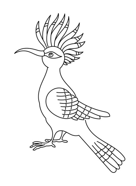 Hoopoe bird. Editable outline stroke. Vector line illustration. Open paths. - Vektör, Görsel