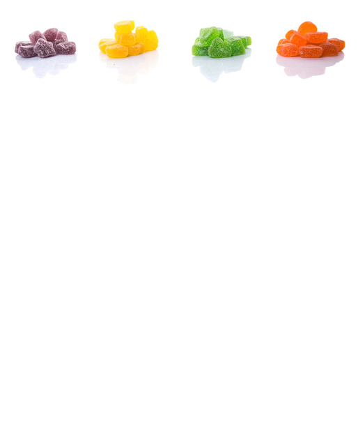 Colorful Mix Sugar Jelly Candy isolated on white - Photo, Image