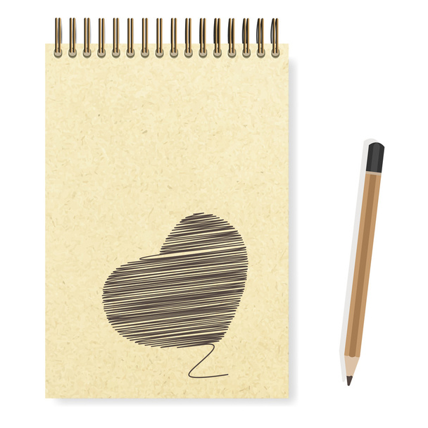 Coeur peint à la main blanc bloc-notes spirale réaliste bloc-notes et p
 - Photo, image
