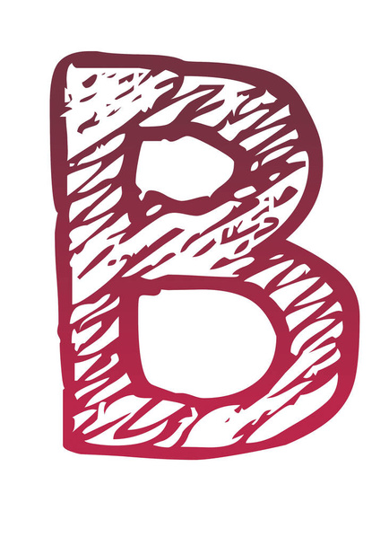 Lettera B dell'alfabeto fatta con un gradiente di colore dal rosso al rosa, isolata su sfondo bianco - Foto, immagini