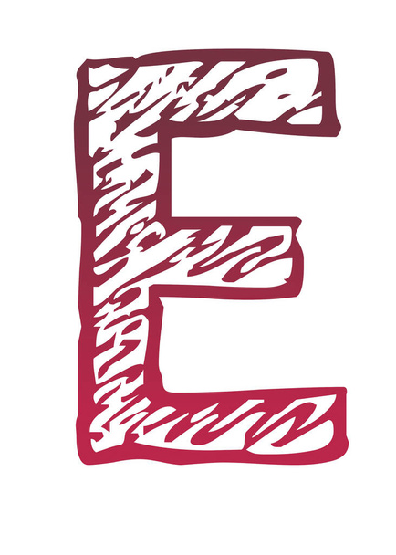 Lettera E dell'alfabeto realizzato con un gradiente di colore dal rosso al rosa, isolato su sfondo bianco - Foto, immagini