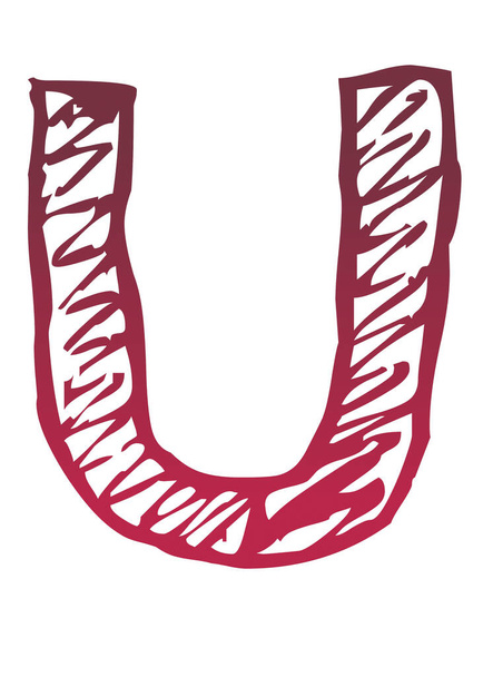 Letter U of the alphabet made with a color gradient from red to pink, isolated on a white background - 写真・画像