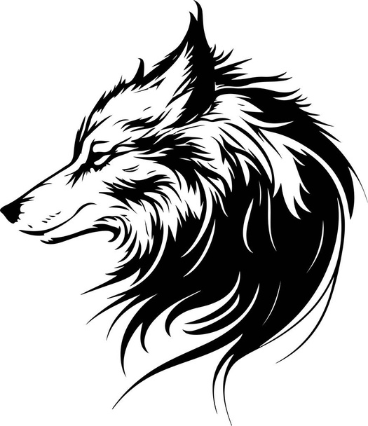 Vector illustration of wolf head with ornament. Vector illustration - Vecteur, image