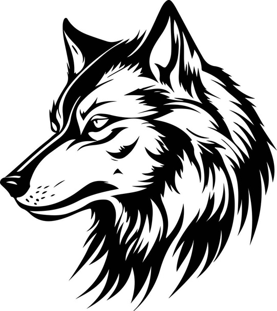 Vector illustration of wolf head with ornament. Vector illustration - Vector, Image