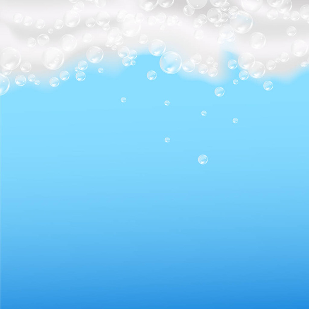 Sparkling shampoo and bath lather vector illustration.Bath foam background. Shampoo bubbles texture. - Vettoriali, immagini